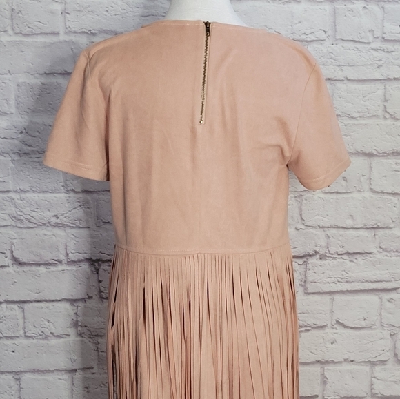 Loveriche Faux Suede look, Blush Pink Fringe Dress Small. - Picture 7 of 9